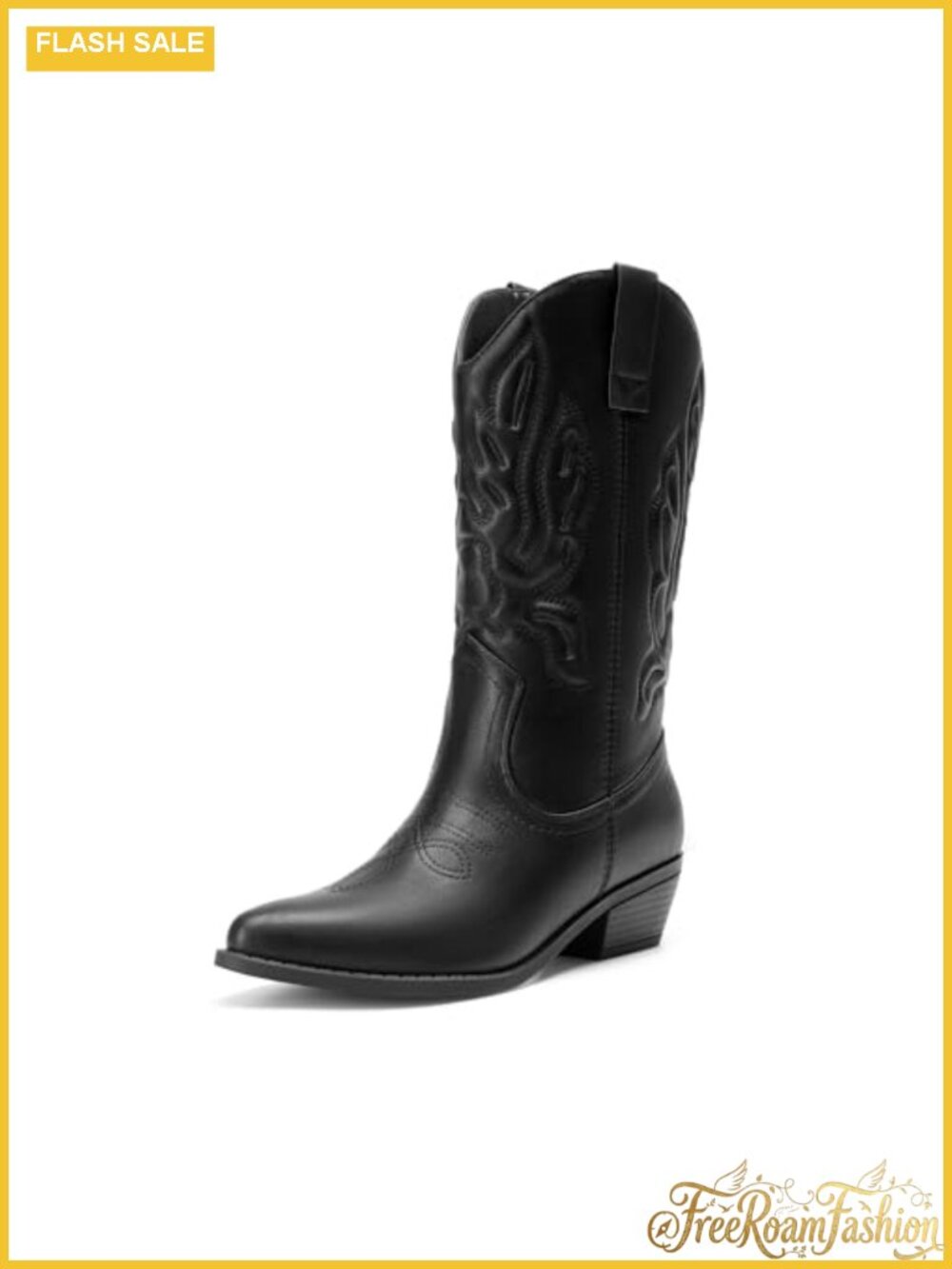 Women's Faux Leather Mid Calf Western Boots